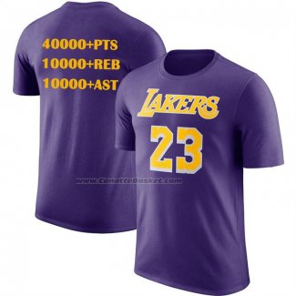 Maglia Manica Corta Los Angeles Lakers James No 23 Commemorative Viola1