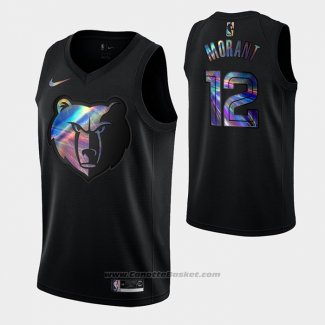 Maglia Memphis Grizzlies Ja Morant #12 Iridescent Logo Nero