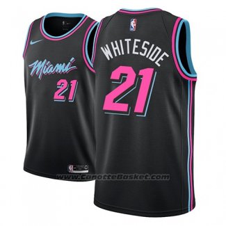 Maglia Miami Heat Hassan Whiteside #21 Citta 2018-19 Nero