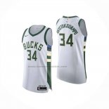 Maglia Milwaukee Bucks Giannis Antetokounmpo No 34 Association 2025-26 Bianco