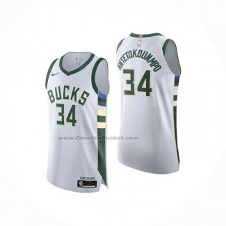 Maglia Milwaukee Bucks Giannis Antetokounmpo No 34 Association 2025-26 Bianco