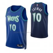 Maglia Minnesota Timberwolves Jake Layman NO 10 Citta 2021-22 Blu