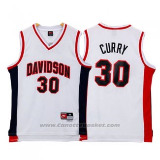 Maglia NCAA Davidson Wildcat Stephen Curry #30 Bianco