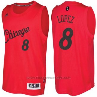 Maglia Natale 2016 Chicago Bulls Robin Lopez #8 Rosso