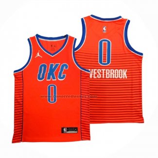 Maglia Oklahoma City Thunder Russell Westbrook NO 0 Statement 2021 Arancione