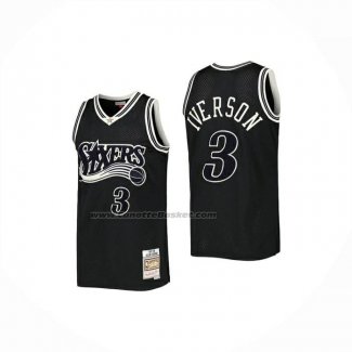 Maglia Philadelphia 76ers Allen Iverson No 3 Mitchell & Ness 1997-98 Nero2