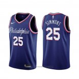 Maglia Philadelphia 76ers Ben Simmons #25 Citta 2019-20 Blu