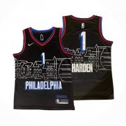 Maglia Philadelphia 76ers James Harden #1 Citta 2020-21 Nero