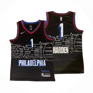 Maglia Philadelphia 76ers James Harden #1 Citta 2020-21 Nero