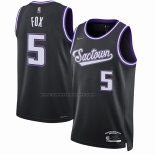 Maglia Sacramento Kings De'Aaron Fox NO 5 Citta 2021-22 Nero