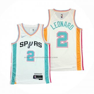 Maglia San Antonio Spurs Kawhi Leonard NO 2 Citta 2021-22 Bianco