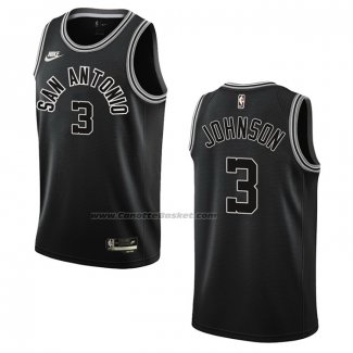 Maglia San Antonio Spurs Keldon Johnson NO 3 Classic 2022-23 Nero