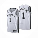 Maglia San Antonio Spurs Victor Wembanyama No 1 Association 2024-25 Bianco