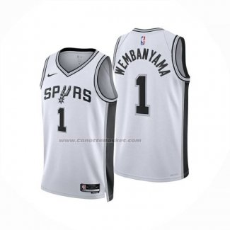 Maglia San Antonio Spurs Victor Wembanyama No 1 Association 2024-25 Bianco
