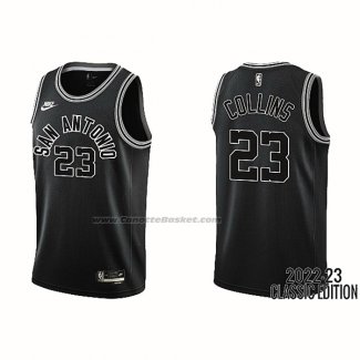 Maglia San Antonio Spurs Zach Collins NO 23 Classic 2022-23 Nero