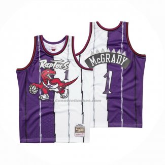 Maglia Toronto Raptors Tracy McGrady #1 Mitchell & Ness 1998-99 Split Viola Bianco