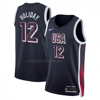 Maglia USA 2024 Justin Holiday #12 Blu