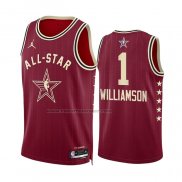 Maglia All Star 2024 New Orleans Pelicans Zion Williamson #1 Rosso