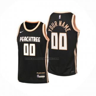 Maglia Bambino Atlanta Hawks Personalizzate Citta 2025-26 Nero