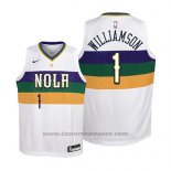 Maglia Bambino New Orleans Pelicans Zion Williamson #1 Citta 2019 Bianco