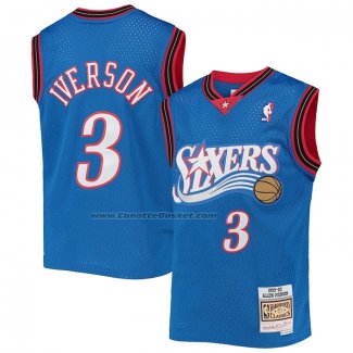 Maglia Bambino Philadelphia 76ers Allen Iverson #3 Mitchell & Ness 1999-00 Blu