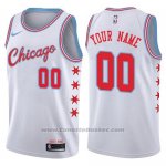 Maglia Chicago Bulls Nike Personalizzate 17-18 Bianco