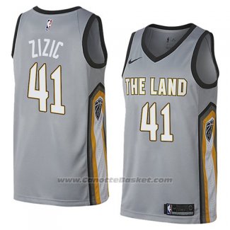 Maglia Cleveland Cavaliers Ante Zizic #41 Citta 2018 Grigio