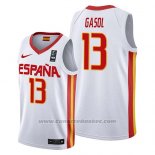 Maglia Espana Marc Gasol #13 2019 FIBA Baketball World Cup Bianco