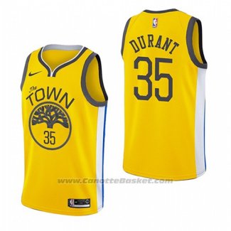 Maglia Golden State Warriors Kevin Durant #35 Earned 2018-19 Giallo