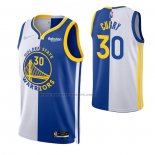 Maglia Golden State Warriors Stephen Curry #30 Split Blu Bianco