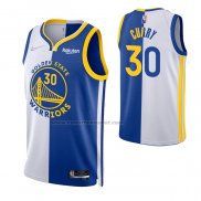 Maglia Golden State Warriors Stephen Curry #30 Split Blu Bianco