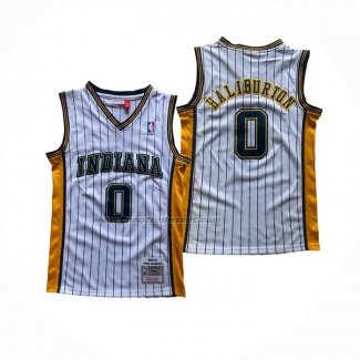 Maglia Indiana Pacers Tyrese Haliburton No 0 Mitchell & Ness 2020-21 Bianco
