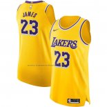 Maglia Los Angeles Lakers LeBron James #23 Icon Autentico Giallo