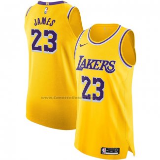 Maglia Los Angeles Lakers LeBron James #23 Icon Autentico Giallo