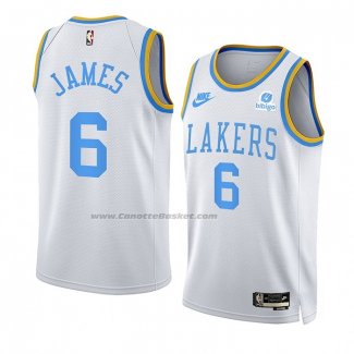 Maglia Los Angeles Lakers LeBron James NO 6 Classic 2022-23 Bianco