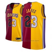 Maglia Los Angeles Lakers Lebron James #23 Split 2018 Or