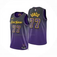 Maglia Los Angeles Lakers Luka Doncic No 77 Citta 2024-25 Viola