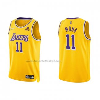 Maglia Los Angeles Lakers Malik Monk NO 11 75th Anniversary 2021-22 Giallo