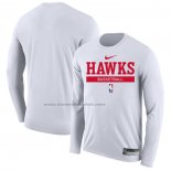 Maglia Manica Lunga Atlanta Hawks Practice Performance 2022-23 Bianco