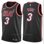 Maglia Miami Heat Wade #3 Citta 2017-18 Nero Rosso