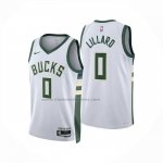 Maglia Milwaukee Bucks Damian Lillard No 0 Association 2024-25 Bianco