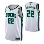 Maglia Milwaukee Bucks Khris Middleton NO 22 Citta 2021-22 Bianco