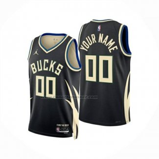 Maglia Milwaukee Bucks Personalizzate Statement 2024-25 Nero