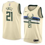 Maglia Milwaukee Bucks Tony Snell #21 Citta 2018 Crema