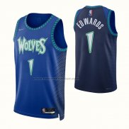 Maglia Minnesota Timberwolves Anthony Edwards NO 1 Citta 2021-22 Blu