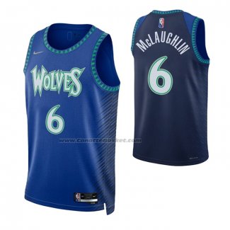 Maglia Minnesota Timberwolves Jordan McLaughlin NO 6 Citta 2021-22 Blu