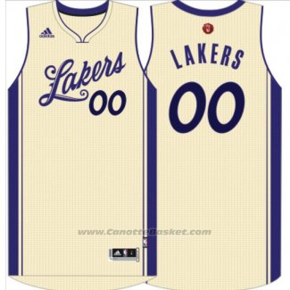 Maglia Natale 2015 Los Angeles Lakers Adidas Personalizzate Bianco