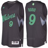 Maglia Natale 2016 Minnesota Timberwolves Ricky Rubio #9 Nero