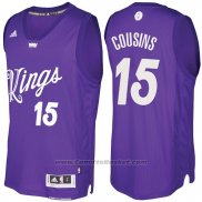 Maglia Natale 2016 Sacramento Kings Demarcus Cousins #15 Viola