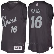 Maglia Natale 2016 San Antonio Spurs Pau Gasol #16 Nero